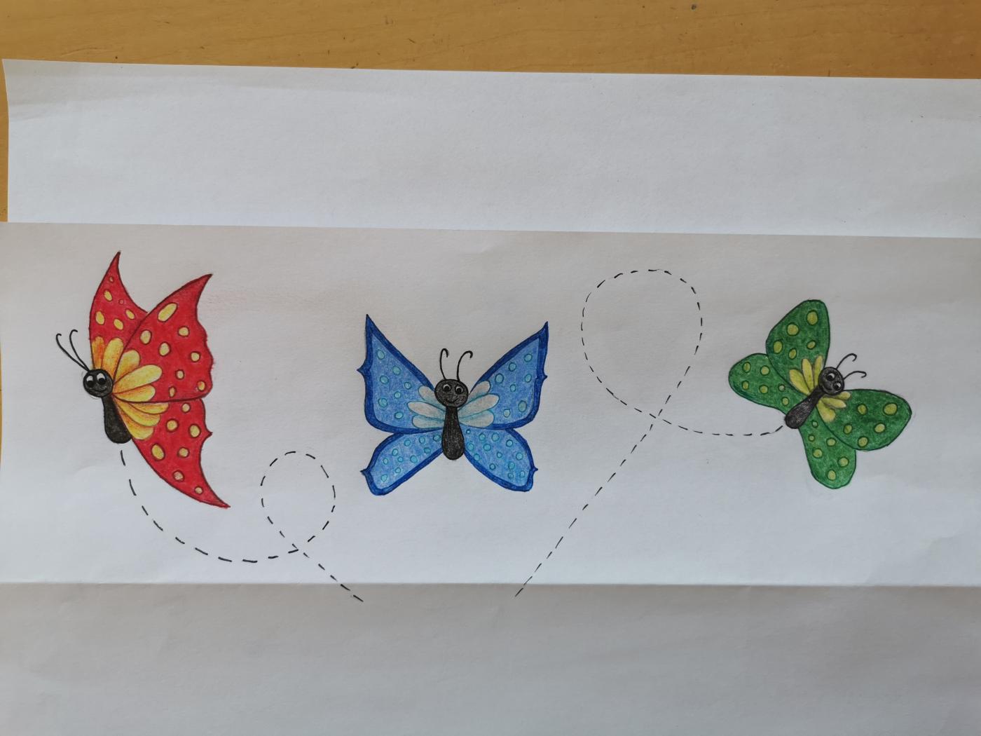 Verena Eder Drei Schmetterlinge in Comiczeichnung