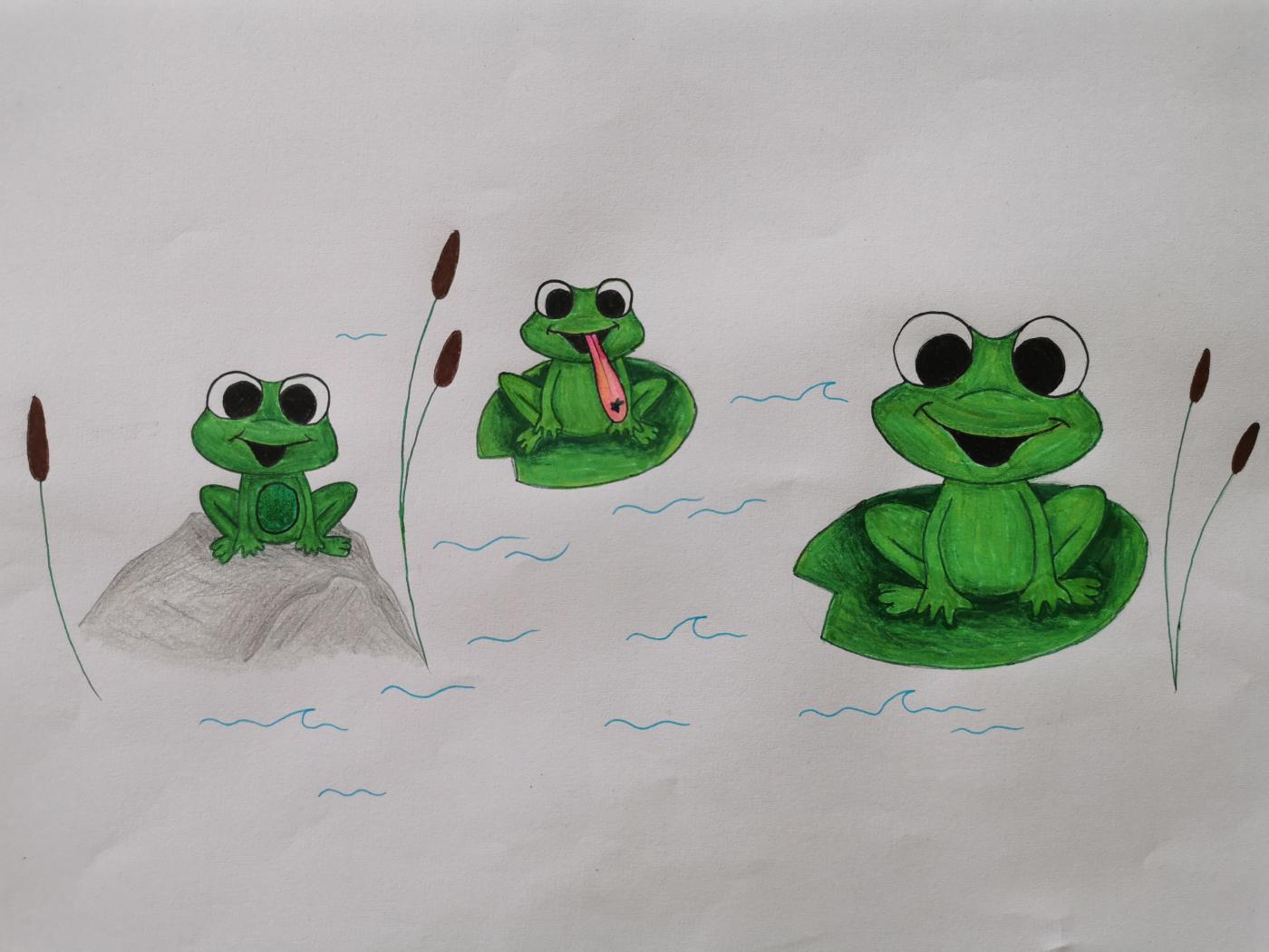 Verena Drei Frösche gezeichnet für die Fröschegruppe