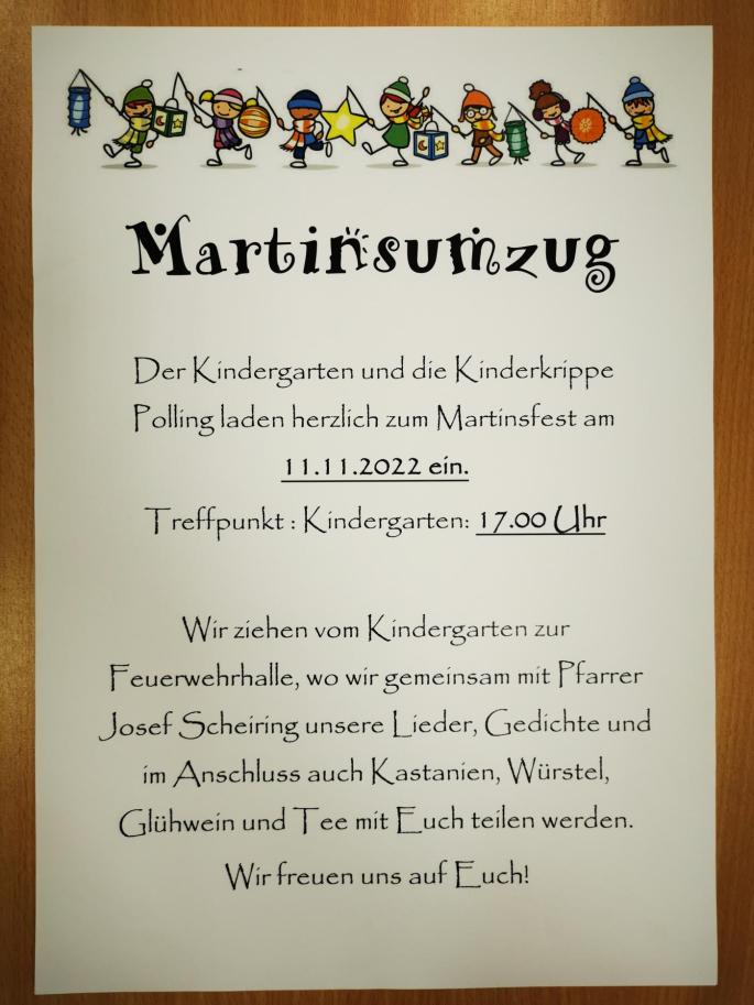 Plakat für unseren Martinsumzug